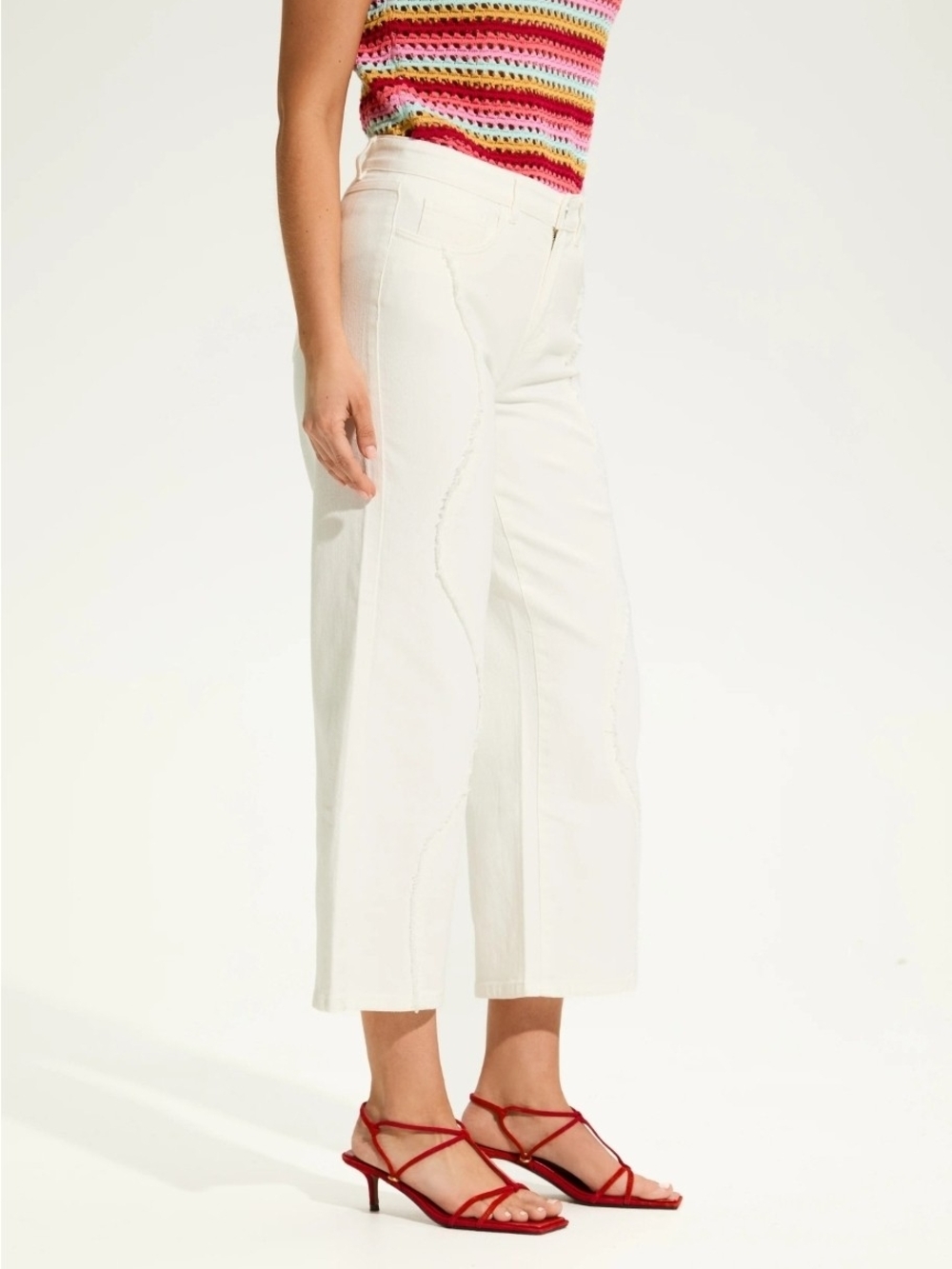 French Dressing Jeans FDJ Christina Wide Crop Ivory Size 12 MSRP $119 - Picture 11 of 14